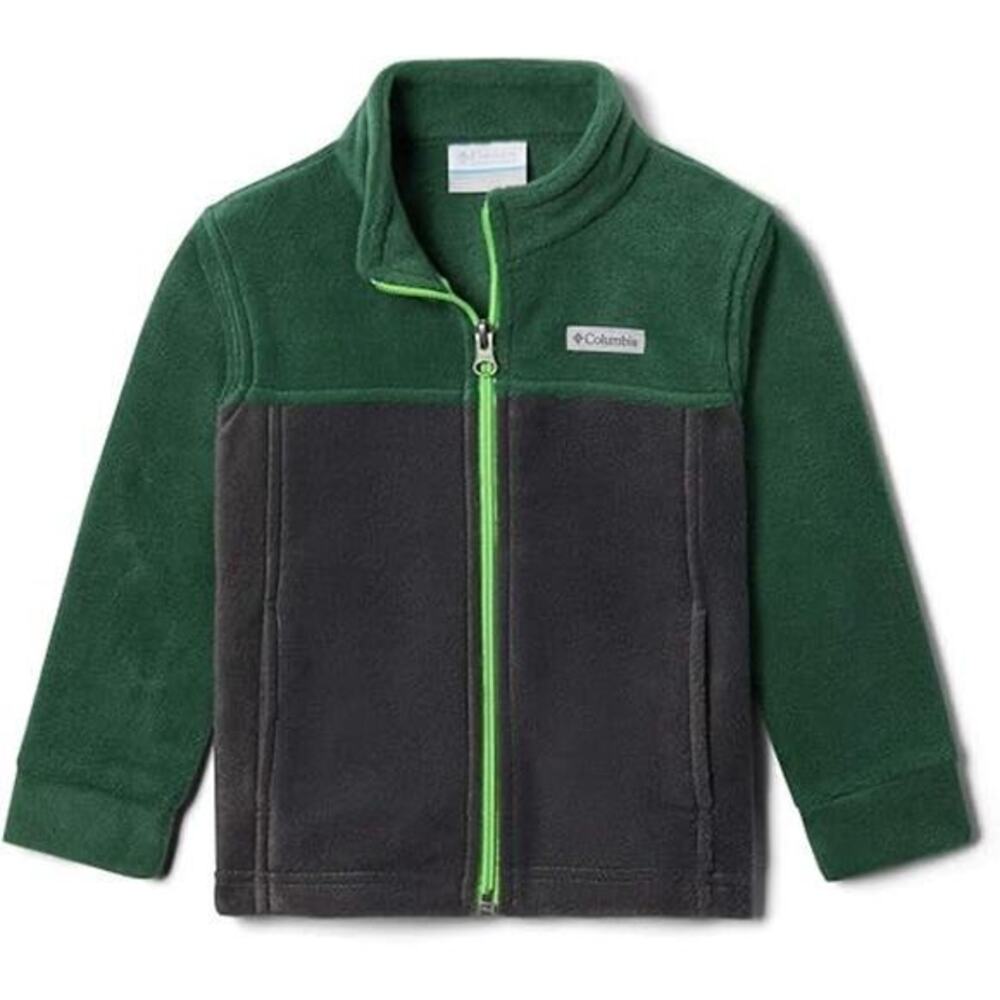 Columbia kids green & gray Steens Mt II Fleece Jacket full zip layering Boys XS
